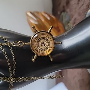 Goldtone Compass Necklace